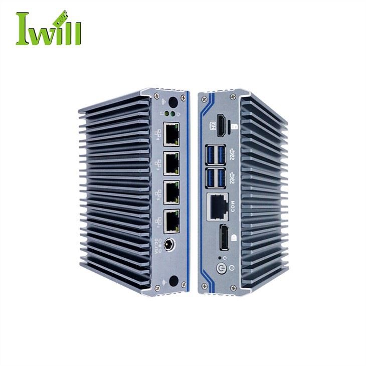 J4125 Mini PC 4 Lan -tuulettimeton tietokone